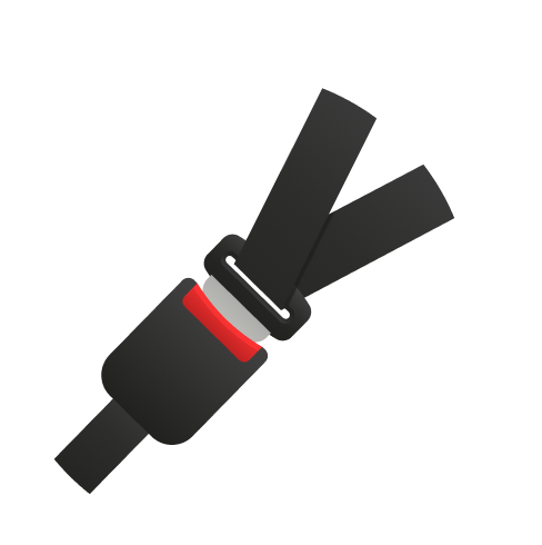 Black seatbelt buckle with red accent detail