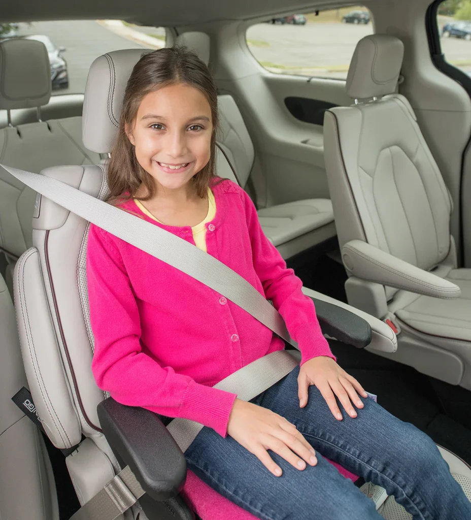 Girl buckled up with seat belt